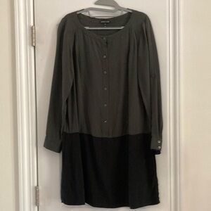 Eileen Fisher Silk Black and Gray Women's Tunic Dress XS
